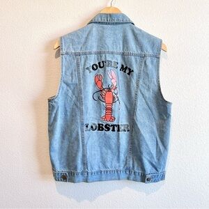 Friends TV Series You’re My Lobster Denim Blue Jean Vest Size Medium 90s Y2K EUC
